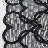 Valentijnsdag Hartpatroon Zwarte Kant Trim Rode Mesh Borduurwerk Kantstof 18cm Romantische Kant voor Lingerie BH Ondergoed Groothandel