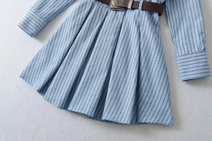 Abito Midi a Righe alla Moda per Donna, Vita Elasticizzata, in Velluto a Coste Traspirante, per <span class=keywords><strong>Primavera</strong></span>/<span class=keywords><strong>Autunno</strong></span>/<span class=keywords><strong>Inverno</strong></span>/<span class=keywords><strong>Estate</strong></span> - Product Image 2