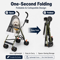 Poussette pour animaux de compagnie ultra-légère pour petits chiens et chats - Conception compacte et pliable pour les voyages, les courses et les sorties quotidiennes