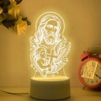 Lampe de nuit en acrylique Jésus Vierge Marie, alimentée par USB, impression 3D personnalisée, cadeau religieux, directement de l'usine