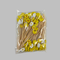 100pcs brochettes de bambou en forme de canard jaune 12cm mignon dessin animé gâteau fourchette à fruits fête d'anniversaire pour enfants