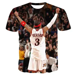 Camiseta con estampado 3D de la superestrella Allen Iverson para hombre, 3D Camiseta con estampado de cuerpo completo, n. ° 3, envío gratis