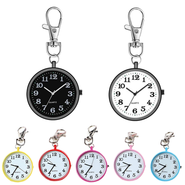 Vintage Quartz Pocket Watch with Keychain Child Gift New Stainless Steel Band Exam Watch for Student Doctors Medical Use