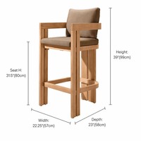 Fauteuil de jardin en teck à coins arrondis, fabriqué à la main, pour projets haut de gamme
