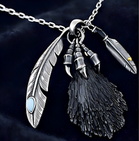 Collier Pendentif Gothique Bohème Imperméable avec Pampille et Plume, Bijoux Plaqué Or pour Homme, Zirconium, Style Hip Hop