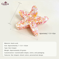 Genya Nouveauté Pinces à Cheveux en Acrylique Personnalisées en Forme d'Étoile de Mer, Multicolores, Ornées de Strass, Clips Requin Charmants pour Femmes