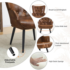 Sillón Moderno de Mediados de Siglo, Cómodo, con Detalles en Cuero, para Sala de Estar, Oficina, Estudio, Dormitorio, Sala de Espera - Product Image 5