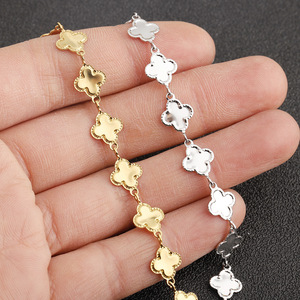 Chaîne trèfle à quatre feuilles en acier inoxydable pour la fabrication de bracelets, accessoire de bijouterie H1726 - Product Image 2