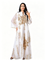 Robe élégante pour femmes musulmanes, brodée de sequins dorés, style moyen-oriental, best-seller 2026, robe de Ramadan pour femmes musulmanes