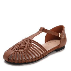 Sandalias Romanas Xuanhui Fashion de 1.5cm con Suela Plana, Punta Cerrada, Tiras Tejidas, Cómodas, Retro, Casuales, Estilo Pescador para Mujer - Product Image 4