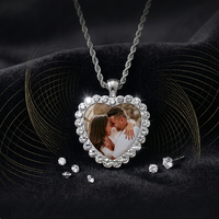 Photo de couple personnalisable, cadre en forme de cœur, collier en métal, commémoration d'un animal de compagnie, bijoux de commerce extérieur en gros