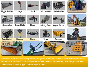 Mini-chargeuse sur pneus hydraulique 2 tonnes, engin <span class=keywords><strong>de</strong></span> terrassement 4x4, chargeuse frontale améliorée - Moteur diesel - Product Image 4
