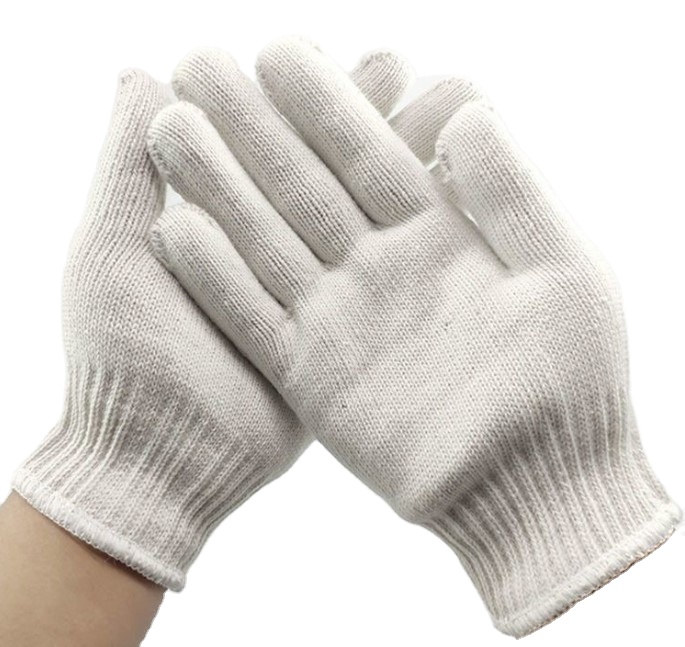 Wholesale 55g White Cotton Knitted Hand Glove Labor Protection Gardening White Cotton Hand Safety Work Gloves