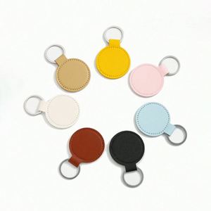 Round PU Leather Keychains Blanks <b>Key</b> <b>Rings</b> for DIY Craft Colorful <b>Key</b> Fob Kit for Purse - Product Image 1
