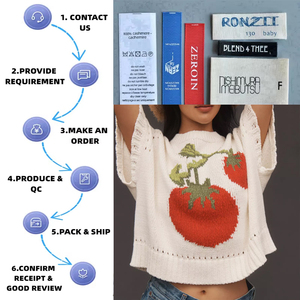 Maglione lavorato a maglia a maniche corte con motivo vegetariano maglione lavorato a maglia da <span class=keywords><strong>donna</strong></span> - Product Image 2