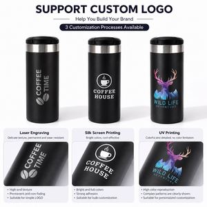Custom 350ml 500ml Reusable Coffee Cup Tea Insulated Tumbler Drinks 12oz 16oz Straight <b>Bottle</b> Stainless Steel Vacuum Travel Mug - Product Image 5