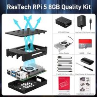 Kit de Desarrollo Raspberry Pi 5 de 4GB/8GB, Edición de 64GB, Enfriador Activo de 27W, Fuente de Alimentación USB-C de 5.1V 5A, Lectores de Tarjetas, Carcasa Dual