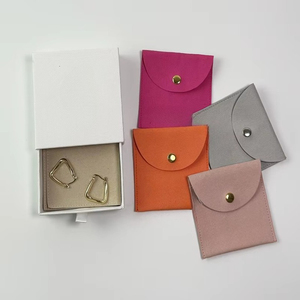 Custom Logo Printed Custom Design Modern Luxury <b>White</b> Velvet Drawer Slide <b>Gift</b> Packaging Jewelry <b>Box</b> Microfiber Jewelry Pouch - Product Image 5