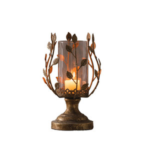 Candelabro de hierro europeo vintage con cubierta de vidrio, decoración romántica redonda con luz de velas para mesa navideña - Product Image 5