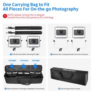 Kit d'éclairage vidéo et photo <span class=keywords><strong>Neewer</strong></span> <span class=keywords><strong>2</strong></span> ou 3 packs de 660 LED RGB avec contrôle par application, supports et sac, 660 LED SMD CRI95 - Product Image 4