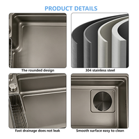 Évier de cuisine rectangulaire en acier inoxydable de haute qualité avec finition bronze canon pour la cuisine