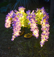 Lampe solaire décorative LED en forme de glycine artificielle pour jardin, allumage et extinction automatiques, éclairage paysager extérieur pour cour