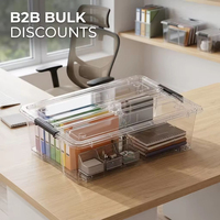 Boîte de rangement en plastique transparente durable avec couvercle rabattable, empilable, pour l'organisation de la maison, pour ranger divers articles, outils et accessoires
