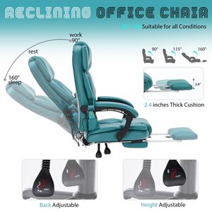 Teal Blue Massage <strong>Office</strong> <strong>Chair</strong> with Foot Rest 6 Points Vibration and Heat Home <strong>Office</strong> Desk <strong>Chairs</strong> for Heavy People 400lbs <strong>Chair</strong> - Product Image 5