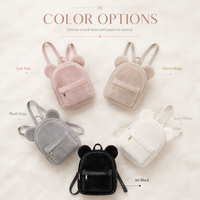Sac à dos avec oreilles d'ours en peluche pour femmes et filles, mini sac à dos mignon en peluche avec sangle réglable pour l'école, les voyages, cadeau