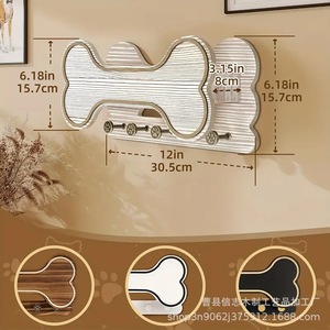 Dog Bone Shaped Wooden <b>Wall</b> <b>Mounted</b> Storage Rack Key Organizer Entryway Living Room <b>Shelf</b> Multipurpose - Product Image 4
