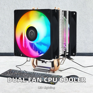 Ventilador dual de una sola torre Enfriador de CPU Tubo de cobre dual 1700 Marco negro de presión descendente Interior luminoso 12VDC 3Pin para caja de computadora <span class=keywords><strong>PC</strong></span> - Product Image 2