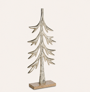 Wholesale Minimalist Black Metal <b>Christmas</b> <b>Tree</b> Sculpture With Mango Wood <b>Base</b> Modern Tabletop Holiday Decoration <b>For</b> Living - Product Image 4