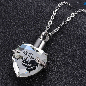 Cremazione in vetro, gioielli, acciaio inossidabile, per sempre nato nel mio cuore, ciondolo in pietra, urna, collana, cenere rack, souvenir - Product Image 3