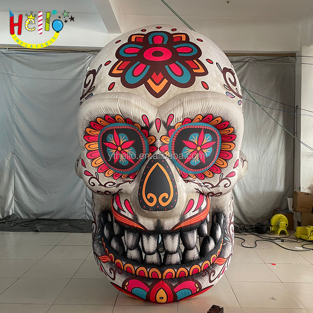Giant Halloween Decoration Inflatable Skeleton Head Inflatable Skull Head With Led Light