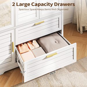 Armario Moderno SENYU Blanco con Puerta con Espejo y 2 Cajones, Estilo Persiana, Mueble de Dormitorio con Gran Capacidad de Almacenamiento - Product Image 6