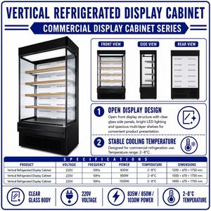 Vitrina Refrigerada Vertical Comercial de 2-8 Puertas ° Vitrina Refrigerada de Vidrio para Pasteles, Bebidas y Alimentos para Supermercados - Product Image 2