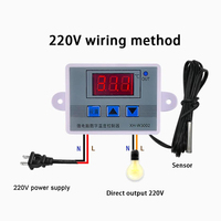 Controlador de Temperatura XH-W3002 AC110V-220V DC12V/24V, Termostato Digital LED, Interruptor Microcomputarizado, Sensor Termorregulador