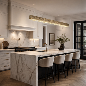 Gabinetes de <span class=keywords><strong>Cocina</strong></span> Modernos de Madera Oscura Estilo Vermont, Gabinetes de <span class=keywords><strong>Cocina</strong></span> Integrados de Mármol Artificial para <span class=keywords><strong>Cocina</strong></span> de Concepto Abierto - Product Image 5