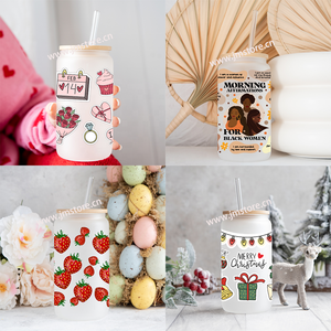 Lucha contra el cáncer <span class=keywords><strong>de</strong></span> <span class=keywords><strong>mama</strong></span> conciencia UV DTF transferencias pegatinas calcomanías para Libbey tazas frías tazas vaso impermeable DIY Craft - Product Image 3