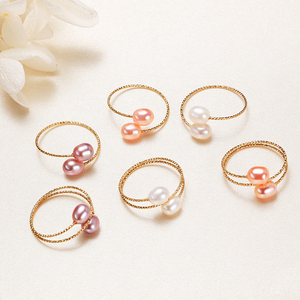 2024 14K Gold Natural Freshwater Pearl <strong>Rings</strong> <strong>Resizable</strong> Classic &amp; Fashionable Inlay Gemstone <strong>Rings</strong> Adjustable Rice Pearl <strong>Ring</strong> - Product Image 2