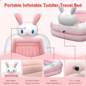 Bunny Shaped Kids <b>Inflatable</b> Travel Bed with Safety Rails for Toddlers Camping Home - Product Image 5