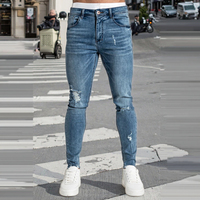 Jean Slim extensible pour hommes, pantalon en Denim bleu vintage, mode décontracté, nouvelle collection