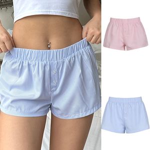 Hot Selling Wholesale Comfy Relaxed Fit Breathable Washed Women's Sleepwear Lounge <b>Shorts</b> Striped Drawstring Elastic <b>Waist</b> - Product Image 1
