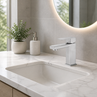 Modern Minimalist SUS304 Stainless Steel Basin Faucet Lead Free Brushed Single Handle Basin Mixer Tap Hot Cold Water