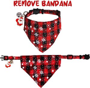 Vakantie Halloween Thanksgiving Rode Groene Kerst Plaid Sneeuwvlok Kat Met Verwijderbare Bandana Sjaal Kraag Voor Kittens Katten - Product Image 3