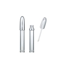 5.9ml couvercle de balle en argent, tube de brillant à lèvres, conteneur d'emballage de rouge à lèvres long tube d'emballage de brillant à lèvres avec brosse transparent personnalisé
