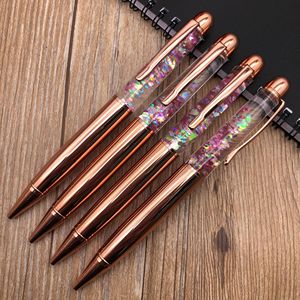 Stylo à bille en métal avec tube transparent multicolore et paillettes, papeterie élégante pour cadeaux d'invités de mariage - Product Image 6
