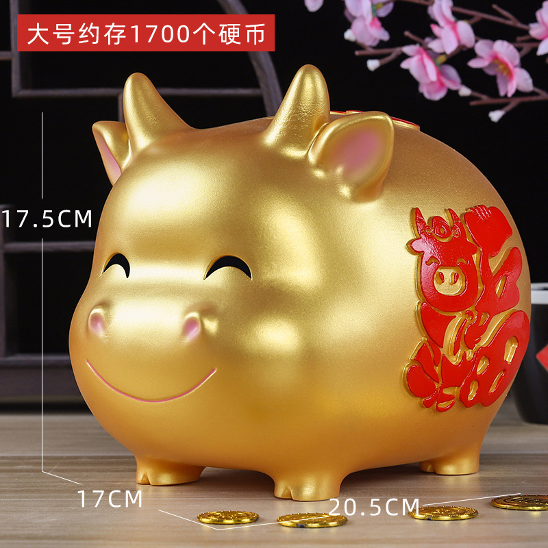 Qianguanフォーチュンビッグトーラス貯金箱漫画干支牛誕生日