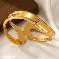 Nouveau bracelet asymétrique ajouré pour femme, double ligne géométrique, en alliage de zinc plaqué or, tendance, simple et élégant