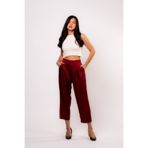 Pantaloni Corti in Raso Bordeaux Brangio Luxe - Product Image 3